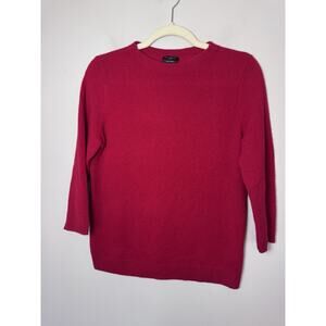 Talbots Women's Red Cashmere Sweater Size M Petite Pullover 3/4 Sleeve